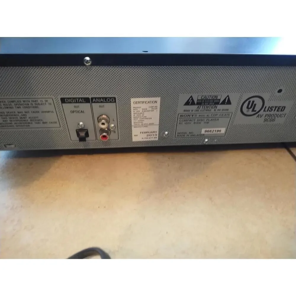 Sony CDP-CE375 5-Disc CD Changer Player No Remote